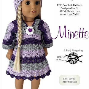Minette Knitted Dress 18 cali Doll Clothes Wzór szydełkowy Pasuje do popularnych 18-calowych lalek - Dan-El Designs - PDF - Pixie Faire