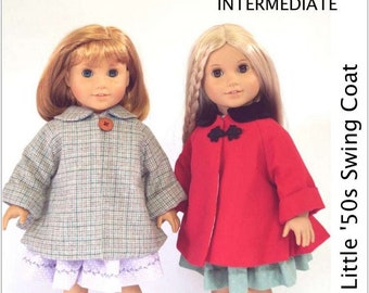 Little '50s Swing Coat 18 inch Doll Clothes Pattern Fits Dolls such as American Girl® - Flossie Potter - PDF - Pixie Faire