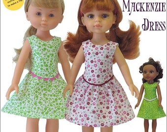 Mackenzie Dress 13-14 inch Doll Clothes Pattern Fits Slim Dolls: Hearts For Hearts®, Les Cheries® - Genniewren Designs - PDF - Pixie Faire