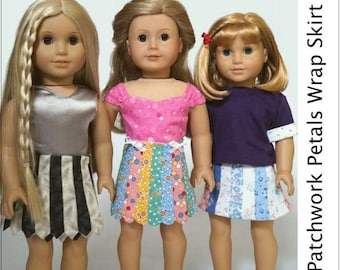 Patchwork Petals Wrap Skirt 18 inch Doll Clothes Pattern Fits Popular 18" Dolls - Flossie Potter - PDF - Pixie Faire