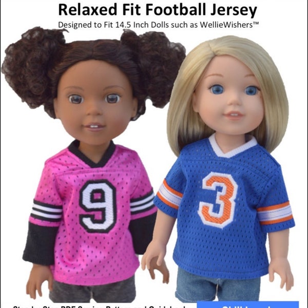 Relaxed Fit Football Jersey 14.5 inch Doll Clothes Pattern Fits Dolls such as WellieWishers™ - JenAshley Doll Designs - PDF - Pixie Faire