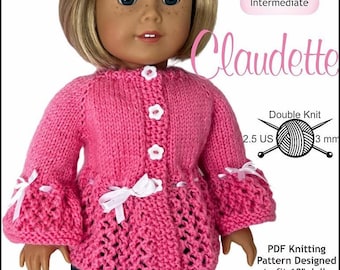 Claudette 18 inch Doll Clothes Knitting Pattern Fits Popular 18" Dolls - Dan-El Designs - PDF - Pixie Faire