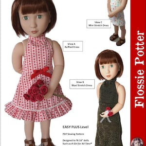 Halter Ego Dress 16 inch Doll Clothes Pattern Designed to Fit Dolls such as A Girl for All Time® - Flossie Potter - PDF - Pixie Faire