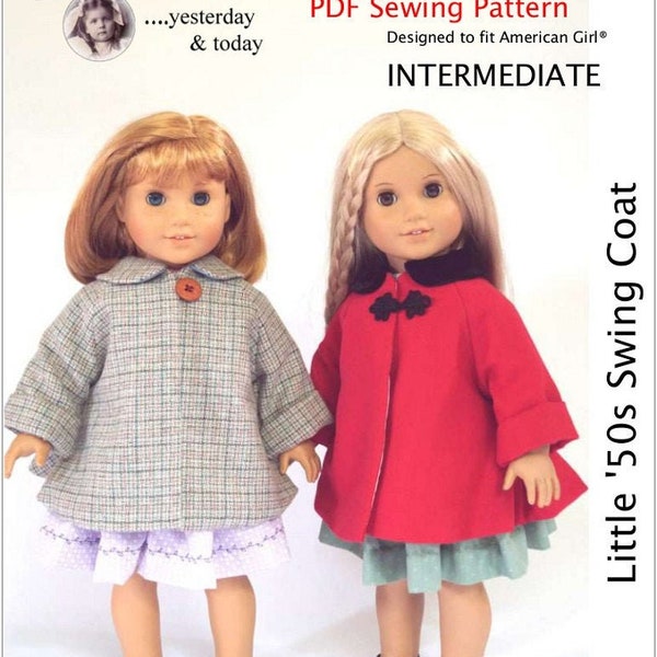 Little '50s Swing Coat 18 inch Doll Clothes Pattern Fits Dolls such as American Girl® - Flossie Potter - PDF - Pixie Faire