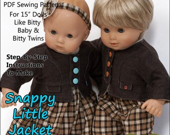 Snappy Little Jacket 15 Inch Doll Clothes Pattern Fits Baby Dolls such as Bitty Baby™ and Bitty Twins™ - Baby Mine - PDF - Pixie Faire