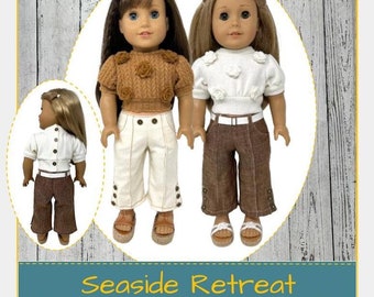 Seaside Retreat 18 inch Doll Clothes Pattern Fits Popular 18" Dolls - J Lyn Boutique - PDF - Pixie Faire