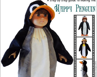 Happy Penguin Costume 18 inch Doll Clothes Pattern Fits Popular 18" Dolls - Genniewren Designs - PDF - Pixie Faire