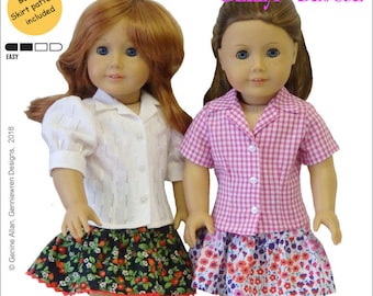 Bella Blouse, Skirt 18 inch Doll Clothes Pattern Fits Popular 18" Dolls - Genniewren Designs - PDF - Pixie Faire