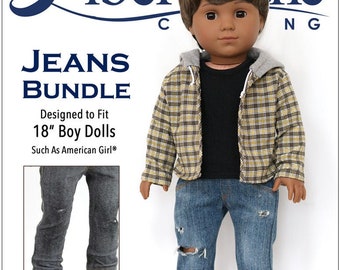 Light Faded Wash Jeans For 18-Inch Dolls - Premium Doll Clothes With Velcro Closure