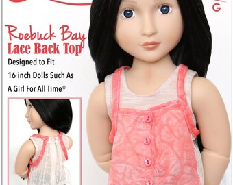 Roebuck Bay Lace Back Top 16 inch Doll Clothes Pattern Designed to Fit A Girl For All Time® Dolls - Liberty Jane - PDF - Pixie Faire
