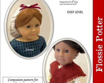 1800s Simple Stitches Heart Warmer & Snood 18 inch Doll Clothes Pattern Fits Dolls such as American Girl® - Flossie Potter -PDF- Pixie Faire
