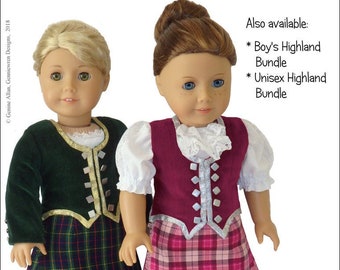 Girls Highland Dance Bundle 18 inch Doll Clothes Pattern Fits Dolls such as American Girl® - Genniewren Designs - PDF - Pixie Faire