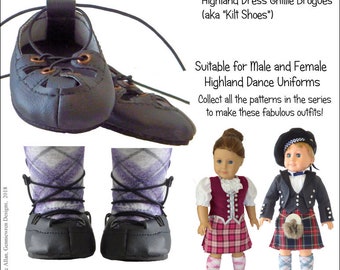 Highland Ghillies Dance Shoes 18 inch Doll Clothes Pattern Fits Dolls such as American Girl® - Genniewren Designs - PDF - Pixie Faire