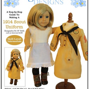 1914 Scout-uniform 18-inch poppenkledingpatroon past bij populaire 18-inch poppen - Forget Me Not Designs - pdf - Pixie Faire