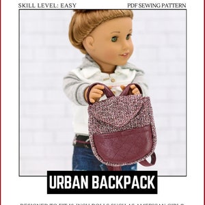 Patrón de accesorio de ropa para muñecas de 18 pulgadas con mochila urbana que se adapta a las muñecas más populares de 18 pulgadas - Sew Urban - PDF - Pixie Faire imagen 2