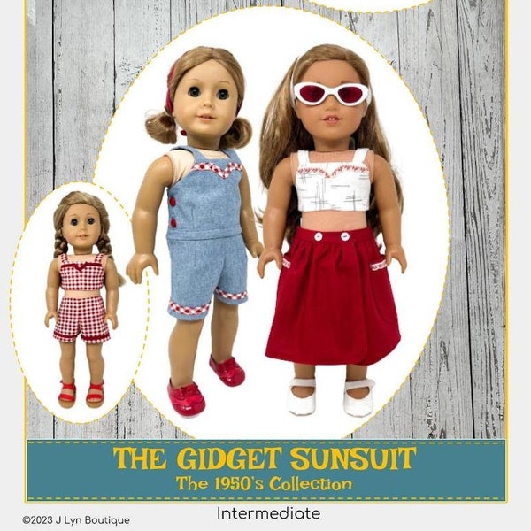 The Gidget Sunsuit 18 inch Doll Clothes Pattern Fits Dolls such as American Girl® - J Lyn Boutique - PDF - Pixie Faire