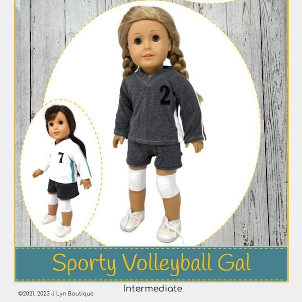 Sporty Volleyball Gal 18 inch Doll Clothes Pattern Fits Dolls such as American Girl® - J Lyn Boutique - PDF - Pixie Faire