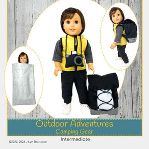 Outdoor Adventures Camping Gear 18 inch Doll Accessory Pattern - J Lyn Boutique - PDF - Pixie Faire