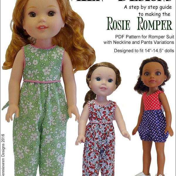 Rosie Romper 14-14.5 inch Doll Clothes Pattern Fits Dolls such as WellieWishers™ or H4H - Genniewren Designs - PDF - Pixie Faire