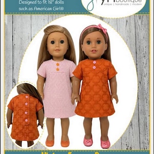 Vintage Trapeze Dress 18 inch Doll Clothes Pattern Fits Popular 18" Dolls - J Lyn Boutique - PDF - Pixie Faire
