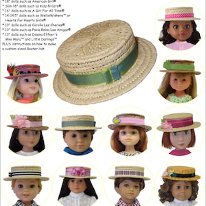 Victorian and Edwardian Style Boater Hat 13-18 inch Doll Clothes Pattern - Genniewren Designs - PDF - Pixie Faire