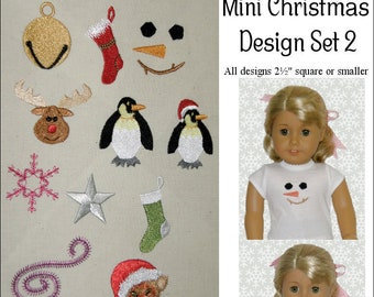 Mini Christmas Design Set 2 Machine Embroidery Designs - Sized for use with dolls - Genniewren Designs - Pixie Faire