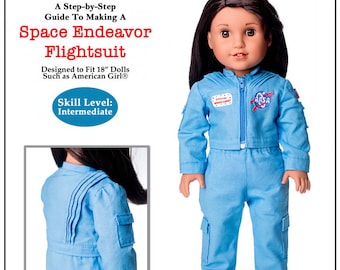 Space Endeavor Flightsuit 18 inch Doll Clothes Pattern Fits Popular 18" Dolls - Forget Me Not Designs - PDF - Pixie Faire