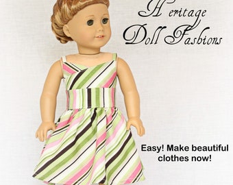 The Wrap Top Dress 18 inch Doll Clothes Pattern Fits Dolls such as American Girl® - Heritage Doll Fashions - PDF - Pixie Faire