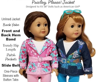 Paisley, Please! Jacket 18 inch Doll Clothes Pattern Fits Popular 18" Dolls - Frog Princess Fashions - PDF - Pixie Faire