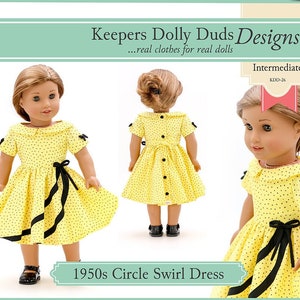 1950s Circle Swirl Dress 18 inch Doll Clothes Pattern Designed to Fit Dolls such as American Girl® - Keepers Dolly Duds - PDF - Pixie Faire