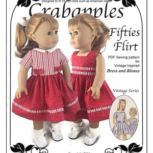 Fifties Flirt 18 inch Doll Clothes Pattern Fits Dolls such as American Girl® - Crabapples - PDF - Pixie Faire