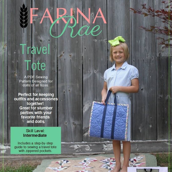 Travel Tote Doll Accessory Pattern - Farina Rae - PDF - Pixie Faire