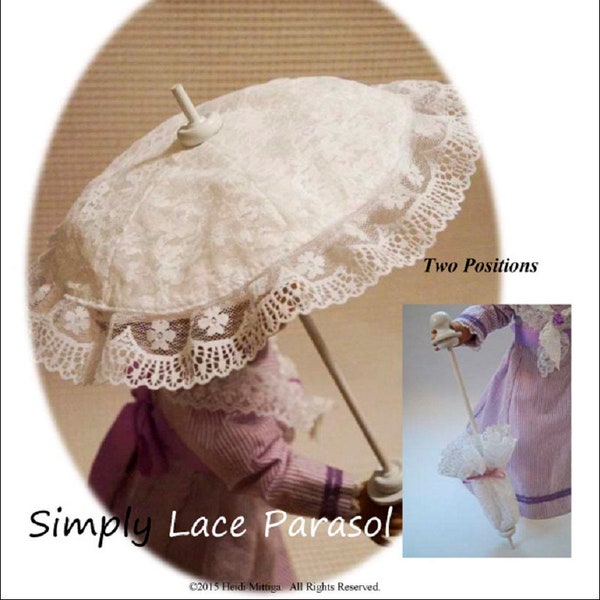 Simply Lace Parasol 18 inch Doll Clothes Accessory Pattern Fits Dolls such as American Girl® - Flossie Potter - PDF - Pixie Faire