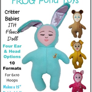 Può includere: Un set di 10 modelli di ricamo per realizzare quattro diversi pupazzi di peluche per bambini. Le bambole sono alte 38 cm e sono realizzate in tessuto di pile. I modelli sono per cerchi da ricamo da 15x25 cm. I modelli sono per un livello di abilità intermedio.