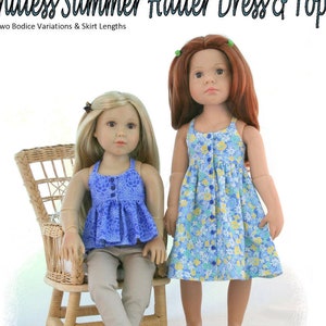Endless Summer Halter Dress & Top 19 inch Doll Clothes Pattern Fits Dolls such as KNC and Gotz® - Forever 18 Inches - PDF - Pixie Faire