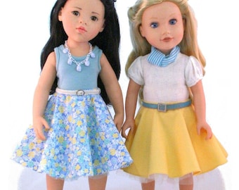 Elastic Back Circle Skirt 18-19 inch Doll Clothes Pattern Fits Journey Girls® and Gotz® Dolls - Forever 18 Inches - PDF - Pixie Faire