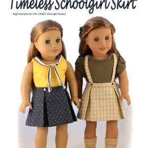 Timeless Schoolgirl Skirt 18 inch Doll Clothes Pattern Fits Popular 18" Dolls - Forever 18 Inches - PDF - Pixie Faire
