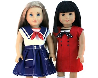 Nautical Top and Removable Collar 18 inch Doll Clothes Pattern Fits Popular 18" Dolls - Forever 18 Inches - PDF - Pixie Faire