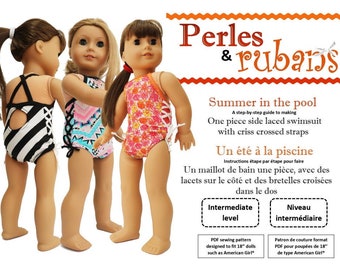Traje de baño de verano para la piscina, patrón de ropa para muñecas de 18 pulgadas, apto para muñecas populares de 18 pulgadas - Perles & Rubans - PDF - Pixie Faire