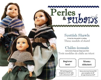 Schottische Schals - Chales ecossais 18 inch Puppenkleidung Strickanleitung - Perles & Rubans - PDF - Pixie Faire