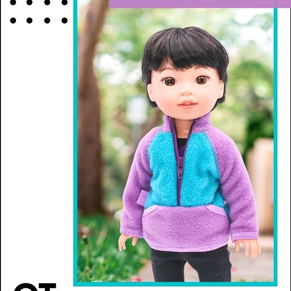 Arctic Fleece Pullover 14.5 inch Doll Clothes Pattern Fits Dolls such as WellieWishers™ - QTπ Pattern Co - PDF - Pixie Faire