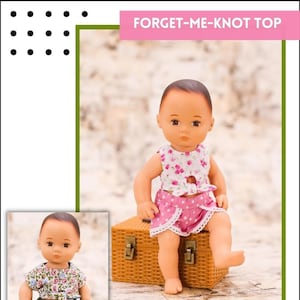 Forget Me Knot Top 8 inch Baby Doll Clothes Pattern Fits dolls such as Little Bitty Baby™ - QT Pi Pattern Co - PDF - Pixie Faire