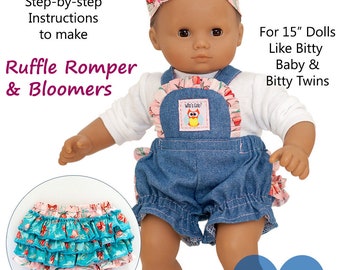 Rüschen Romper & Pumphose 15 Zoll Puppenkleidung Schnittmuster Passend für Baby Dolls wie Bitty Baby ™ und Bitty Twins ™ - Baby Mine - PDF - Pixie Faire