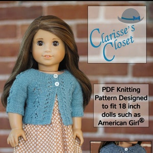 Bristol Cardigan 18 inch Doll Clothes Knitting Pattern Fits Dolls such as American Girl® - Clarisse's Closet - PDF - Pixie Faire