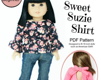 Sweet Suzie Shirt 18 inch Doll Clothes Pattern Fits Popular 18" Dolls - Soda Pop Street - PDF - Pixie Faire