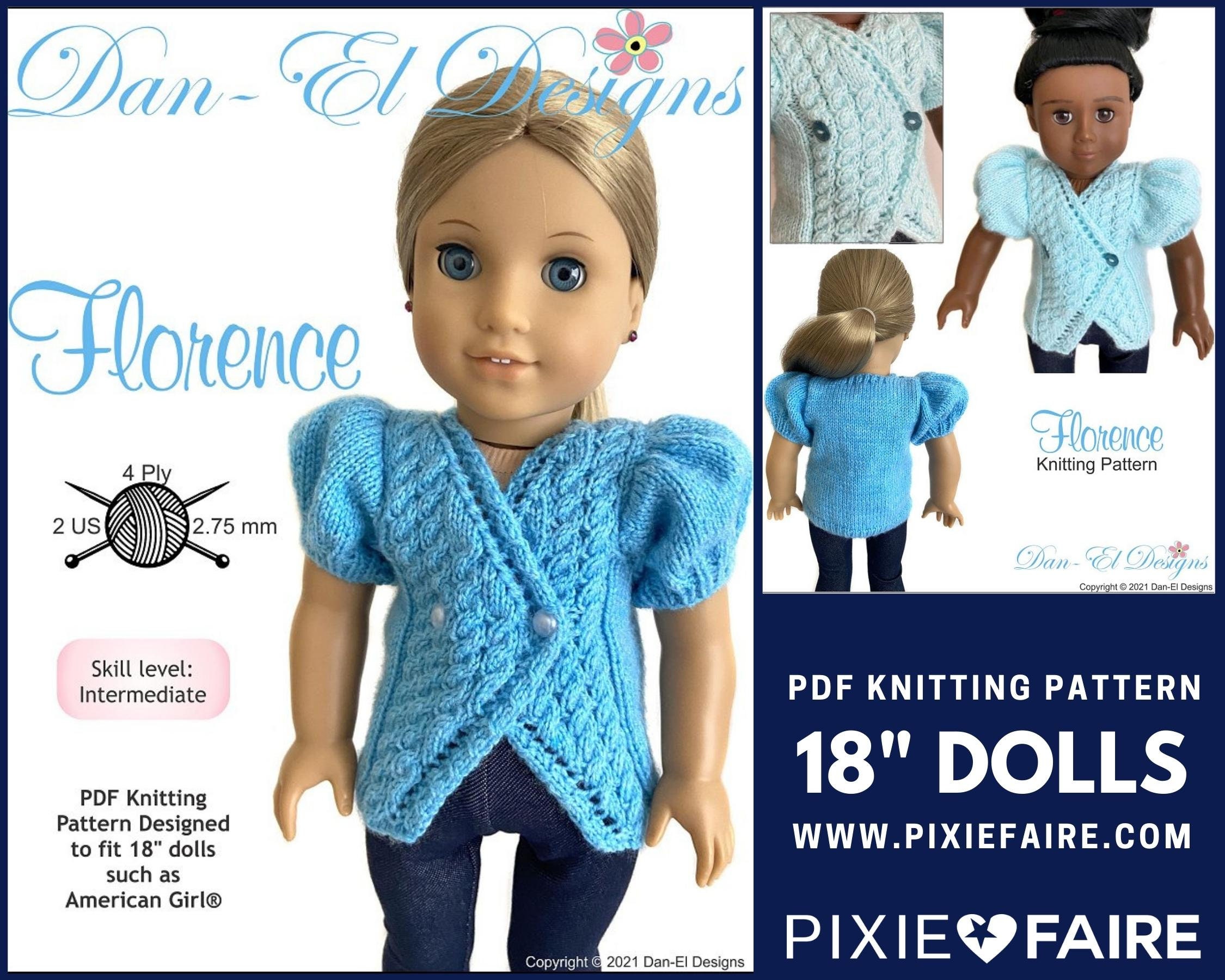 Florence Sweater Top 18 Inch Doll Clothes Knitting Pattern Fits Popular