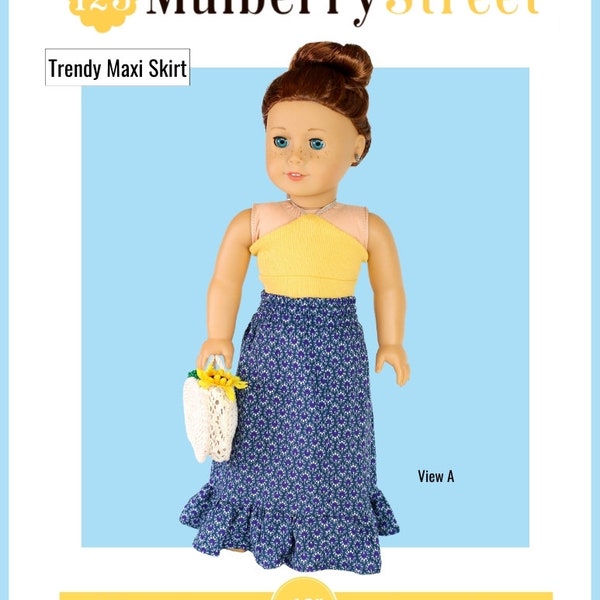 Trendy Maxi Skirt 18 inch Doll Clothes Pattern Fits Dolls such as American Girl® - 123 Mulberry Street - PDF - Pixie Faire