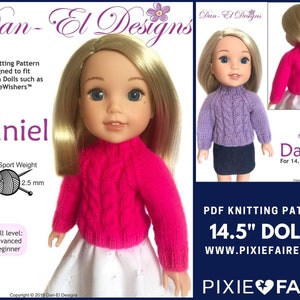 Daniel Sweater 14.5 inch Doll Clothes Knitting Pattern Fits Dolls Such As WellieWishers™ - Dan-El Designs - PDF - Pixie Faire