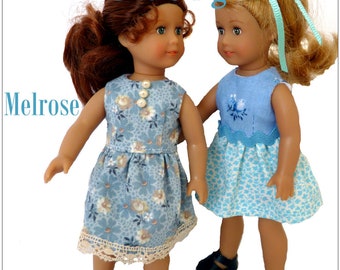 Melrose Dress 6.5 inch Doll Clothes Pattern Designed to Fit American Girl® Mini Dolls - Karen Lorraine Design - PDF - Pixie Faire