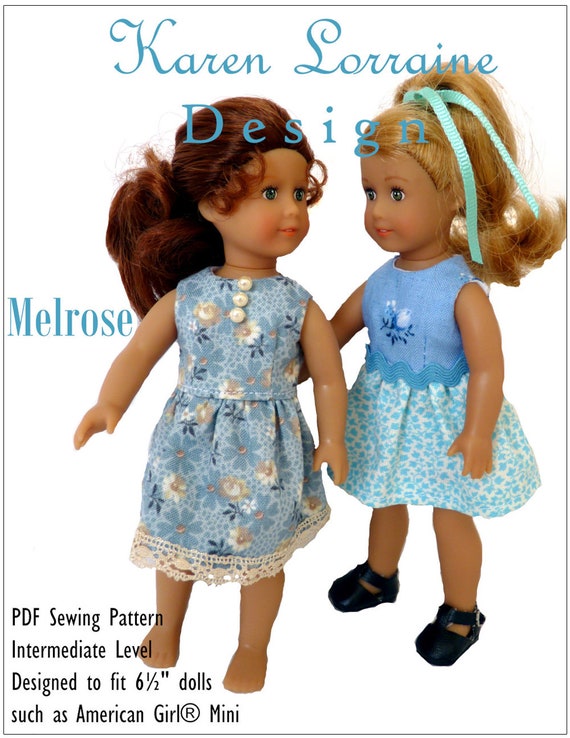 Melrose Dress 6.5 Inch Doll Clothes Pattern Designed to Fit American Girl®  Mini Dolls Karen Lorraine Design PDF Pixie Faire 